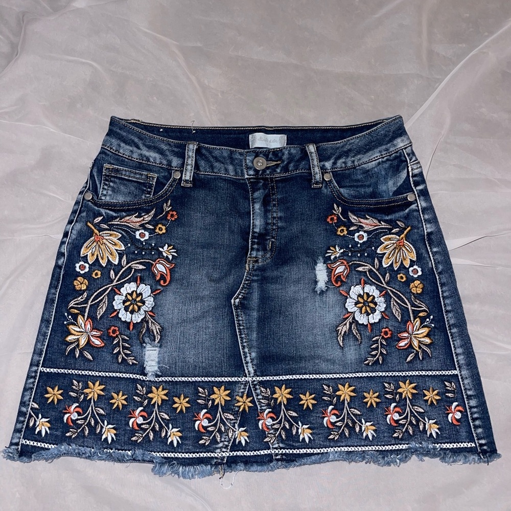 Altar’d State Embroidered Jean Skirt - S